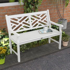 White Wooden Patio Bench 43.25 In Outdoor Yard Deck Seating Durable Traditional Designcolor: White1