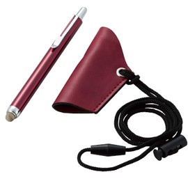 Elecom P-MTTPF01RD Touch Pen with Strap Retractable [For Smartphone/Tablet] Conductive Fiber Type Red