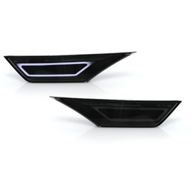 USR UNIQUE STYLE RACING DEPO civic side markers-911 Carrera Style LED Light Bar Smoke Front Bumper Sidemarker Lamp comp. with 2016-2021 Honda Civic Coupe Sedan Hatchback All Models(10thGen White LED)