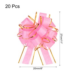 sourcing map 20pcs 8 Inch Large Pull Bow Gift Wrapping Bows Ribbon Organza Pink for Wedding Baskets Presents Christmas Valentine's Day Party