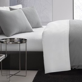 Vera Wang - Queen Duvet Cover Set, Soft Cotton Bedding Set with Matching Shams, Button Closure, Chic Room Essentials (Waffle Pique Pewter Grey, Queen)