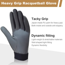 Intra-FIT Squash Gloves Racquetball PU Gloves Left Hand Glove for Left-Handed Squash Racquets, Excellent Grip, Good Rebound, High Abrasion Resistance