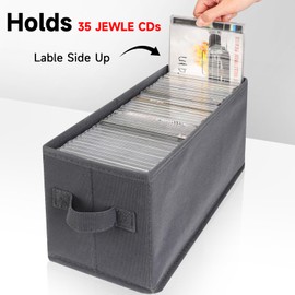 NUSWOR Upgrades CD Storage Box - Perfect CD Case Storage Solution - Stackable CD Organizer with Lid, CD Holder Pack 0f 3 Holds 105 Jewel Cases - 14.37 x 5.5 x 6.3 Inches - Grey