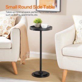 HOOBRO Small Side Table, Drink Table, Round Coffee End Table for Small Spaces, Martini Table, Pedestal Table for Living Room, Bedroom, Sofa Couch, Black BB168BZ01