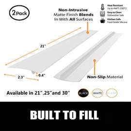 SEVCHY Silicone Stove Gap Covers (2 pack), Oven Gap Filler, Heat Resistant Stove Gap Filler, Seal Gap between Stovetop and Counter, Easy Clean (21 inch, White)