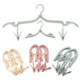 Tsyoow Thick Folding Clothes Hangers with Clips, Portable Multi-Purpose Hanger, for Travel Outdoor Camping, Assorted Color (Pack of 8)