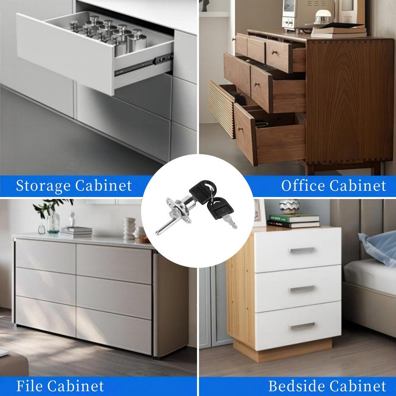 2Pcs Cabinet Lock Zinc Alloy Furniture Drawer Wardrobe File Lock