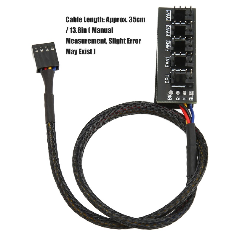 2Pcs PWM Fan Hub 5 Way 4Pin 13.8in Cable Length