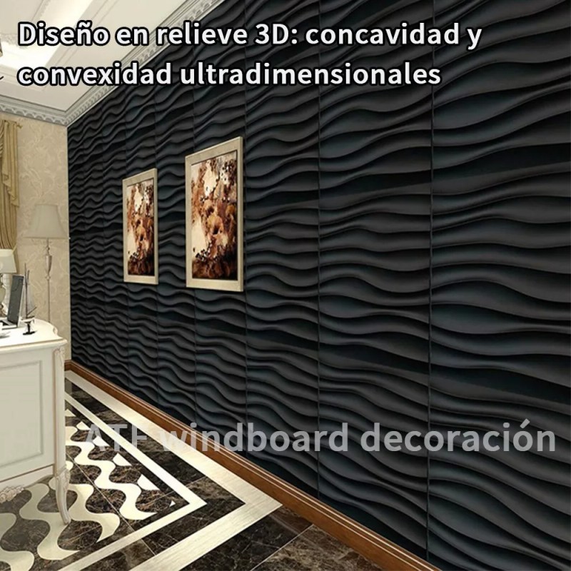 Atf Paneles Decorativos 3d Negro 30x30cm 20 Piezas Con Cinta