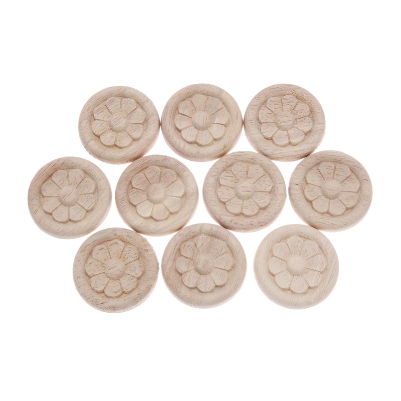 MUXSAM 10Pcs Wood Carved Applique Corner Onlay Central Flower Frame