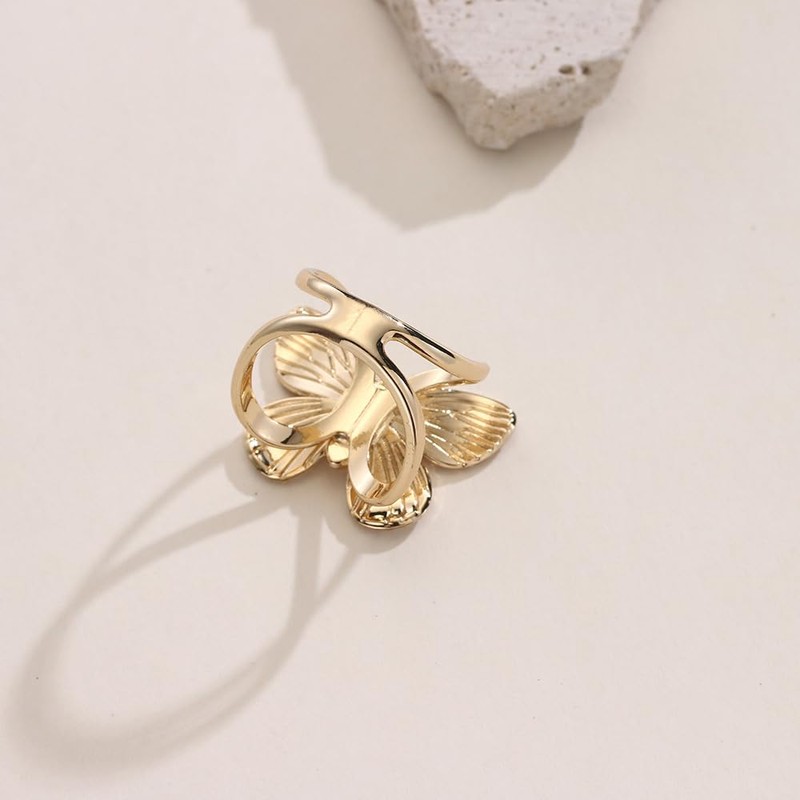 2PCS Bee and Butterfly Silk Scarf Ring Brooch Shawl Clips