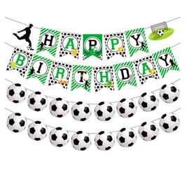 bng-bng Football Birthday Party Banner Bunting Soccer Happy Birthday Party Decoration Football Hanging Bunting Garland for Boys Girls Kids Football Birthday Party Decor