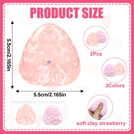 2pcs Taba Squishy Strawberry | Handmade Strawberry Taba Squishy Toys|Super Soft Squishies Fidget Toys Squeeze for Kids and Adults|Relieves Stress, Anxiety