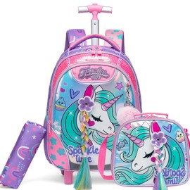 ZBAOGTW Unicorn Rolling Backpack for Girls Rolling Backpack for School Roller Backpacks for Girls Backpacks with Wheels for Kids 8-12 Back to School Supplies