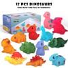 Ganowo 12PCS No Hole Dinosaur Bath Toys for Toddlers 1-3,