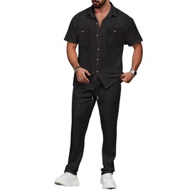 Veriliss Men's Tracksuits Outfits Set 2 Piece Shorts Sleeve Jogging Suits Warm Up Sweatsuits Sweat Track Suits Sets(Black,L)