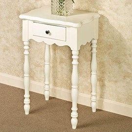 Fiana Scalloped Accent Table Ivory