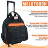 MELOTOUGH LED-Light Rolling Tool bag with Telescoping Handle Heavy Duty