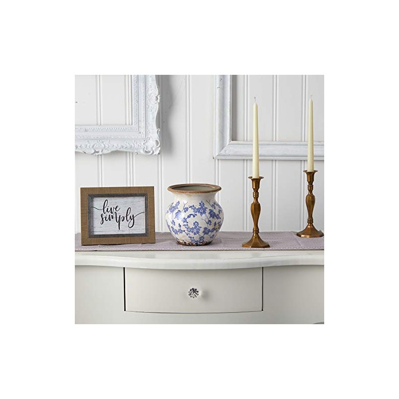 7in. Tuscan Ceramic Blue Scroll Urn Vase