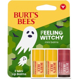 Burt's Bees Feeling Witchy Halloween Minis Classic - Juego de regalo de bálsamo labial teñido de cera de abeja y dalia roja, cuidado labial 100% de origen natural, 3 tubos, 0.049 onzas (el paquete