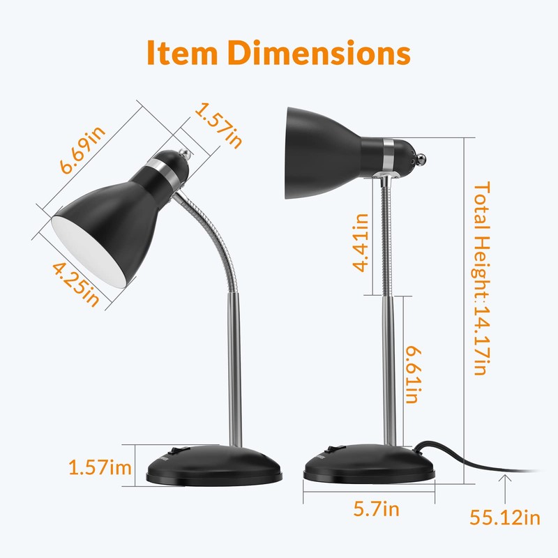 LEPOWER Metal Desk Lamp, Adjustable Goose Neck Table Lamp, Eye-Caring