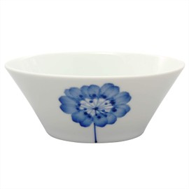 Hama Pottery 385704 Hasami Pottery Wayama Kiln Flower Angled Bowl Plate, Approx. 5.1 inches (13 cm), Single Flower Pattern