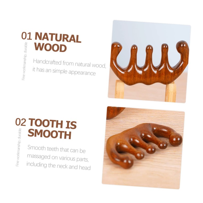 Gatuida Green Sandalwood Comb Scalp Massage Brush Wide Tooth Detangler