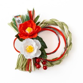 Hideshime MD-04A Shimenawa, Stylish, New Year Decoration, Modern Wreath (Tsubaki), Green