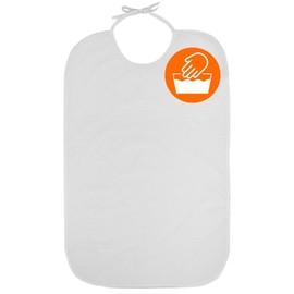 OrtoPrime Unisex Waterproof Terry Towelling Bib for Adults, Reusable, White, L, White, l