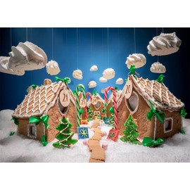 Loccor Fabric 5x3ft Gingerbread House Backdrop Christmas Candyland Photography Backdrop Winter Gingerbread Village Background Newborn Baby Shower Birthday Party Decor for Kids Children Photo Props