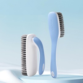 2Pcs Household Cleaning Shoes Clothes Scrubbing Brushes, Cleaning Brushes for Bathroom, Ergonomics Grip Easy Hold, Blue. Orange. (Blue)