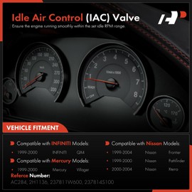 A-Premium Fuel Injection Idle Air Control Valve Compatible with Nissan Frontier 1999-2004, Pathfinder 1999-2000, Xterra 2000-2004 & Infiniti QX4 1999-2000 & Mercury Villager 1999-2000, 3.3L