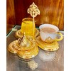 Turkish Tea Coffee Set with a Glass, Saucer and Dessert