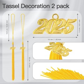 2025 Grad Tassel 2025 Graduation Tassel 2025Graduation Gifts Graduation Cap Decorations 2 pcs Gold Tassel for Graduation Cap 2025 Tassel Charm Graduation Memorial Tassel Charm Party Decorations