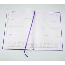 Sixstore 2025 Diary A4 Week to View Diary Colour Fashion A4 2025 WTV Year Planner Desk Diary Ribbon Marker (Purple)