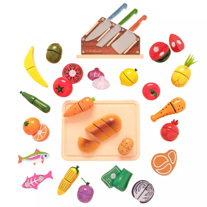 KidKraft Chop It Up Wood Food Grocery Cooking with Knife