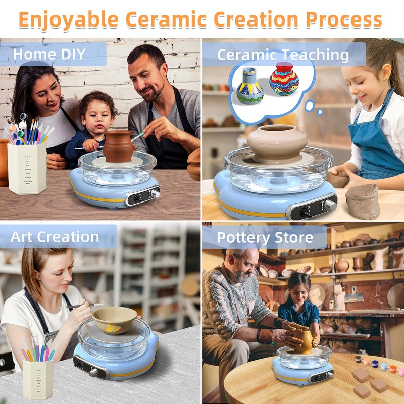 Mini Pottery Wheel Kit for Kids - 4.7" Turntable Two-Way
