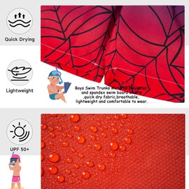 Holimaid Boys Swim Trunks Quick Dry Swim Shorts Boys Beach Board Shorts with Drawstring for Swimming Bathing (Red/Blue, 8-9 Years)