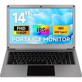 ELECROW 14 Inch Portable Monitor with Keyboard, Lapdock 1080P FHD IPS Display with Built-in Battery, USB C External Computer Monitors Compatible with Raspberry Pi, Phone, Mini PC, Mac, Game Console