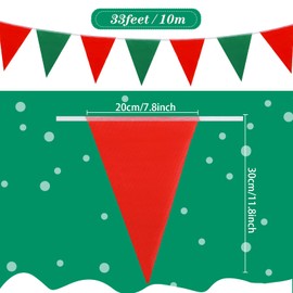 Tatuo Christmas Pennant Banner Christmas Party Decoration Red and Green Pennant Banner Triangle Flag Banner for Christmas Outdoor Indoor Decoration Birthday Party