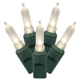 Vickerman 50 Light Warm White Italian LED Light Set on Green Wire