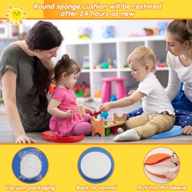 Marsui 18 Pcs Round Floor Cushions Classroom Flexible Seating with Handle Daycare Foam Colorful Floor Seating for School Kindergarten Classroom Home Nursery Supplies(Rainbow Color)