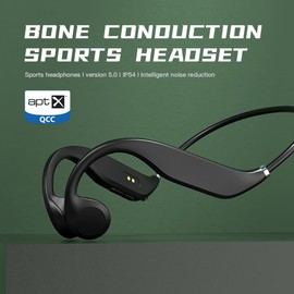 MTYX True Bone Conduction Sensing Open-Ear Headphones - Bluetooth Sport Headphones - Sweat Resistant Wireless Earphones for Workouts and Running - Built-in Mic - Black