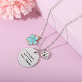 SKIRIFLA Birthday Gifts for Daughter, Birthday Decorations Gifts for Niece Friend, Pendant Necklace for Her, 10 Years Old Birthday Gift, You are Loved Valued Beautiful,Daughter Gift from Mom Dad-10th