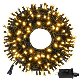 Connectable 33FT 100LED Christmas String Lights Outdoor/Indoor, Timer & Memory & 8 Modes, Warm White String Lights Waterproof Green Wire Tree Lights For Xmas Holiday Party Garden Tree Decorations