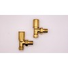 Round Brushed Gold Valve Set - Heated Towel Rail/Radiator Block