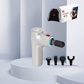 Master Massage Radiohead Portable Vibration Massage Gun with 6 Levels Speeds Equipped Smart Light System with Velvet Bag and 4 Head Attachments White