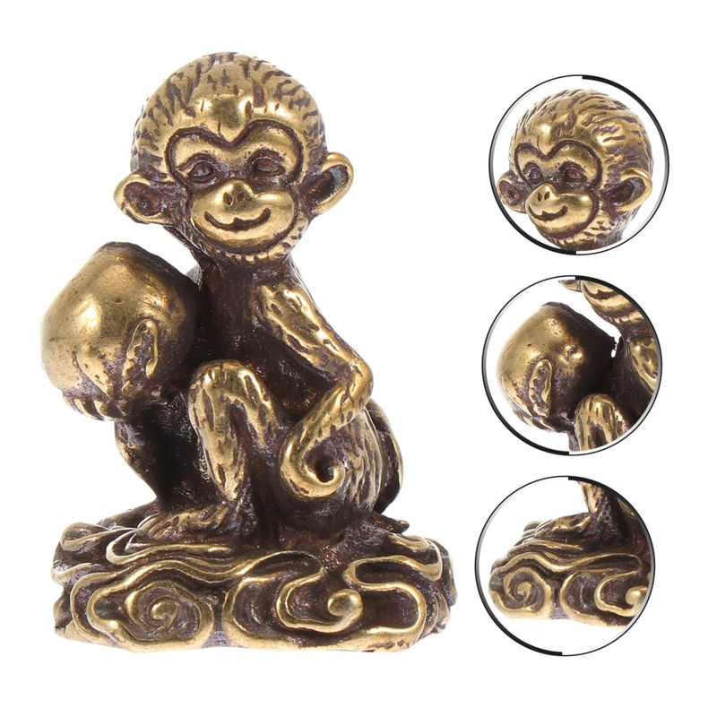 iplusmile 1Pc Mini Monkey Shape Copper Ornament Cute Desktop Decor