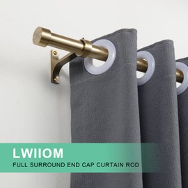 Lwiiom Antique Bronze Curtain Rods for Windows 28 to 48 Inch, 1-Inch Adjustable Drapery Rods with Aluminum End Cap and Brackets for Room Divider, Bedroom, Living room, Kitchen, Bathroom Etc