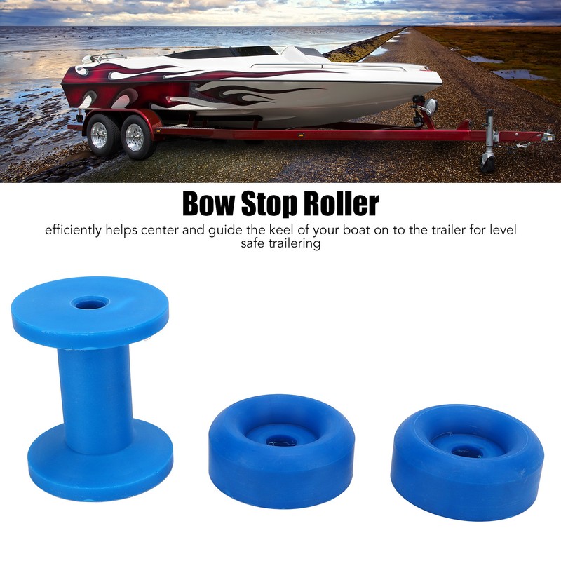 3pcs Trailer Bow Stop Roller Blue PVC Keel Roller Wear